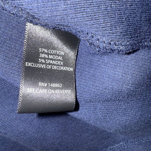 Torrid Cotton Modal Top Sz 2 Rib Scoop Neck Crochet Long Sleeve Indigo Blue Boho - Picture 6 of 7